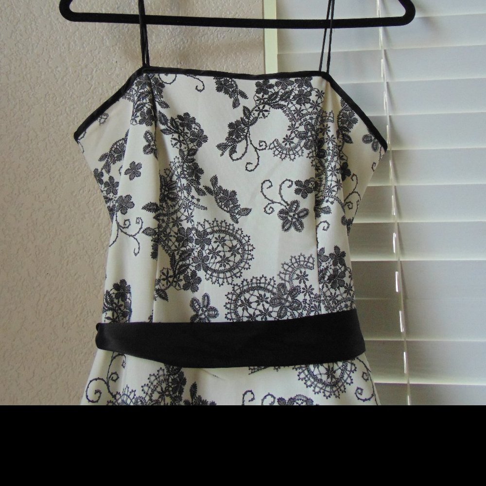 Dress Barn Party Dress Black & White Paisley Sz 8